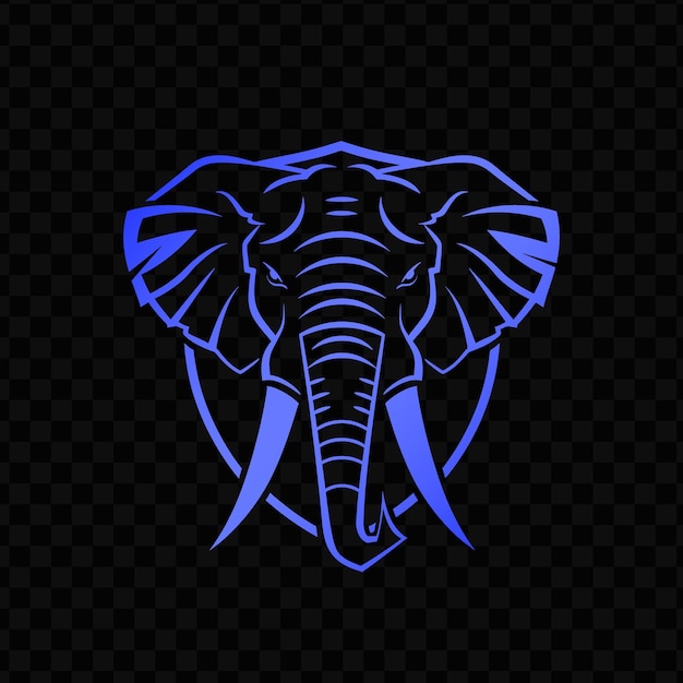 PSD un éléphant bleu avec une défensive bleue sur un fond sombre