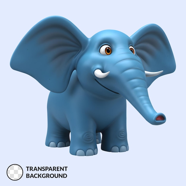 Un éléphant bleu sur un fond transparent