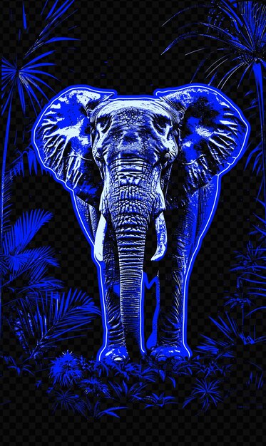 PSD un éléphant bleu avec le mot 