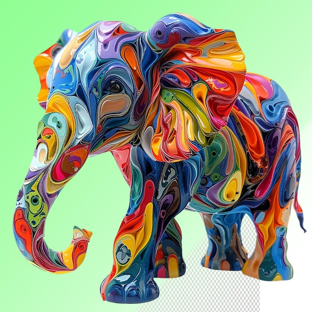 PSD un éléphant coloré fait par l'artiste de l'art