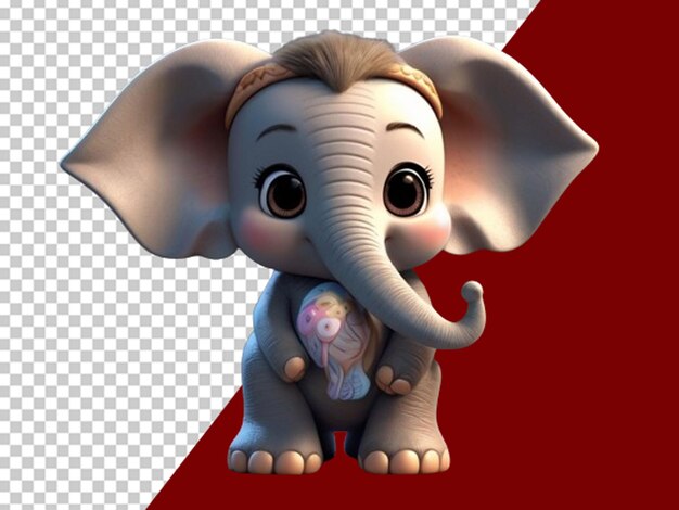 PSD Éléphant de dessin animé mignon 3d adorable et adorable