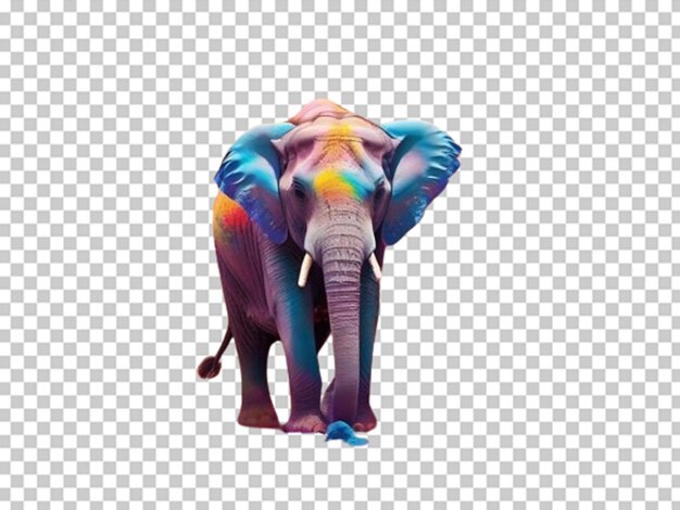 PSD Éléphant heureux holi arrière-plan coloré