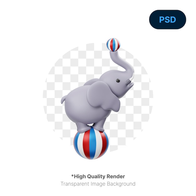 Un éléphant Jouant Avec Une Balle Attraction 3d Icon Premium Psd