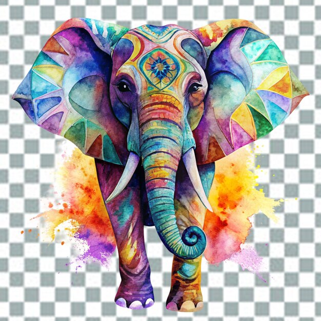 PSD Éléphant mammifère nature motifs sauvages décoration multicolore
