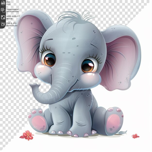 PSD un éléphant sur un transparent.