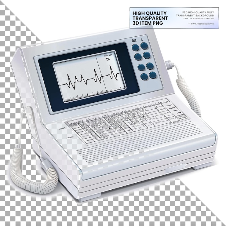PSD elettrocardiogramma macchine ecg su sfondo trasparente
