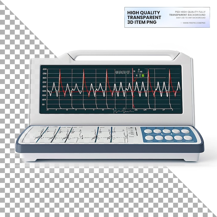 PSD elettrocardiogramma macchine ecg su sfondo trasparente