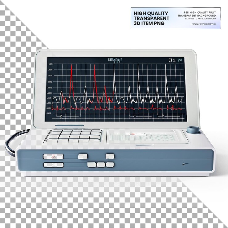 PSD elettrocardiogramma macchine ecg su sfondo trasparente
