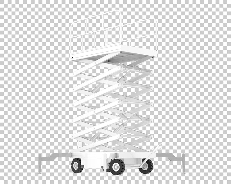 PSD elevador de tijera hidráulica aislado sobre fondo transparente ilustración de renderizado 3d
