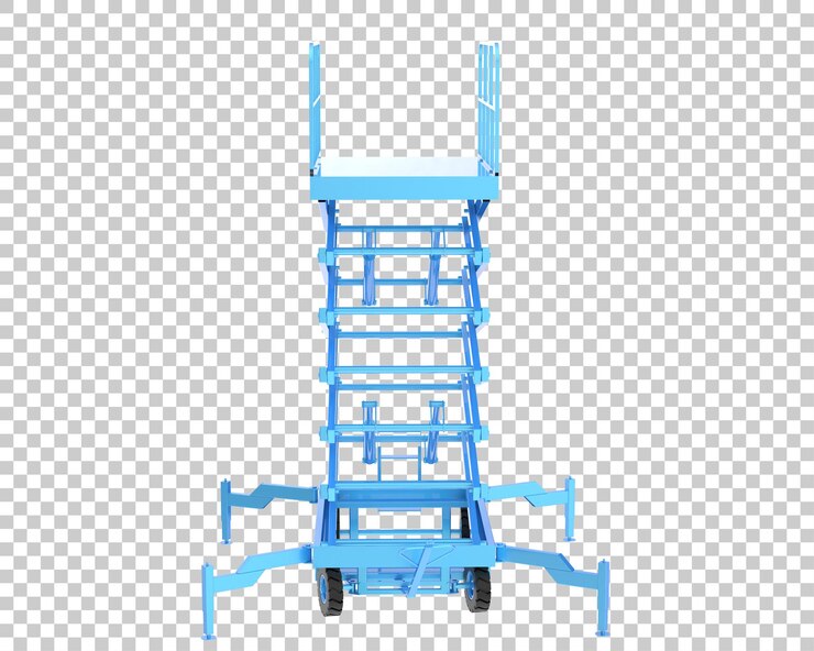 PSD elevador de tijera hidráulica aislado sobre fondo transparente ilustración de renderizado 3d