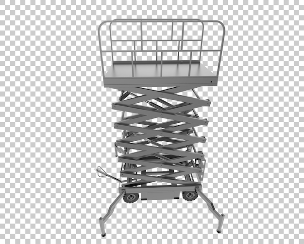 Elevador de tijera hidráulica aislado sobre fondo transparente Ilustración de renderizado 3d