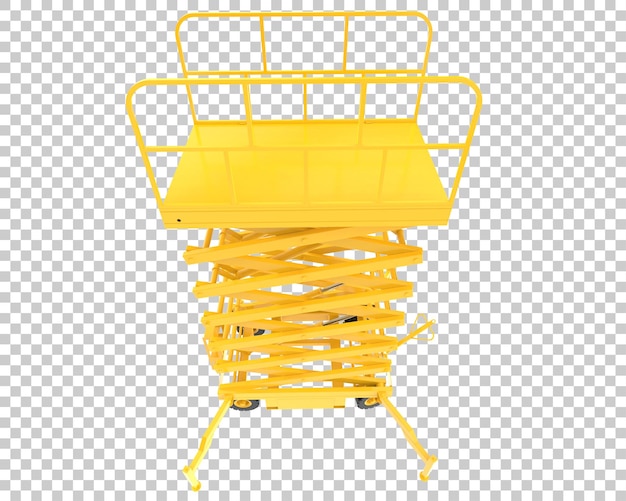 Elevador de tijera hidráulica aislado sobre fondo transparente Ilustración de renderizado 3d