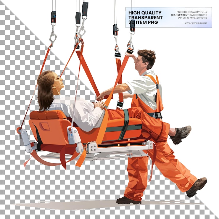 PSD elevadores de doentes para assistência em transferências seguras em fundo transparente