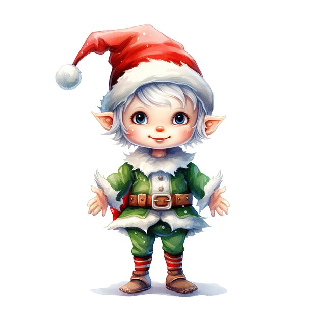 PSD elf pour l'événement de noël aquarelle style ai généré