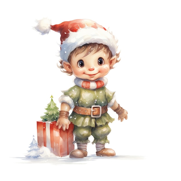 PSD elf pour l'événement de noël style d'aquarelle généré par l'ia