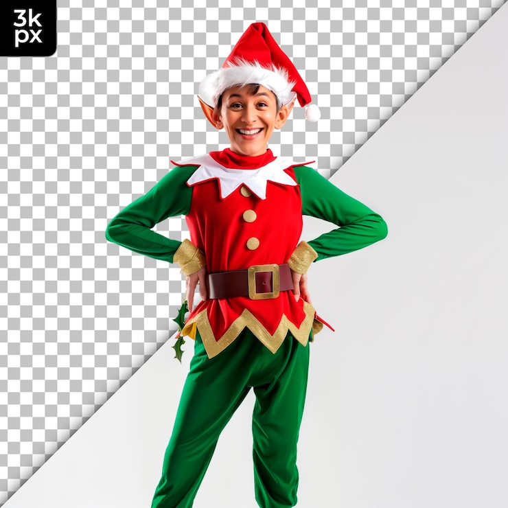 PSD el elfo navideño aislado en un fondo transparente