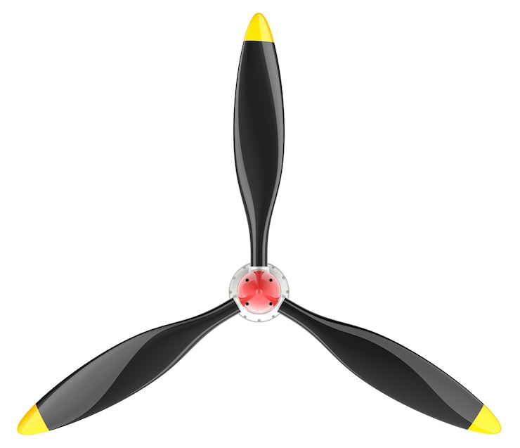 PSD elica di aereo con 3 lame rendering 3d isolato su sfondo trasparente