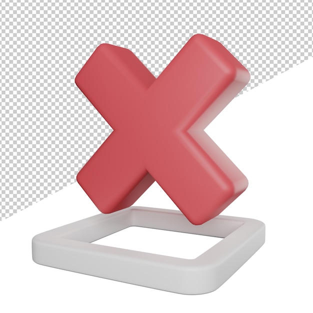PSD eliminar casilla de verificación vista lateral icono de ilustración de renderizado 3d fondo transparente