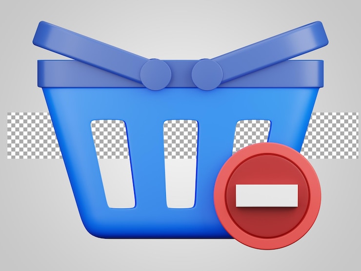 PSD eliminar elemento de compras en línea aislado sobre fondo transparente 3d render