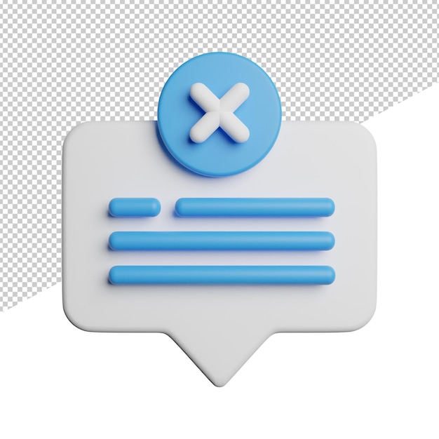 PSD eliminar la vista frontal del historial de chat ilustración de renderizado 3d sobre fondo transparente