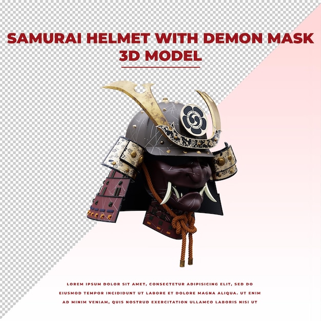 Elmo da samurai con maschera da demone