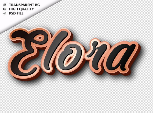 PSD elora tipografia texto bronze preto psd transparente