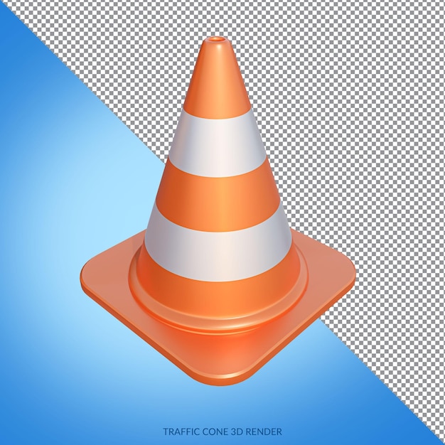 Em construção com renderização 3D do cone de tráfego