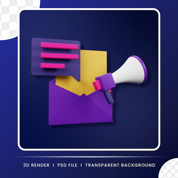 PSD email marketing ilustración 3d email marketing de la ilustración del icono 3d