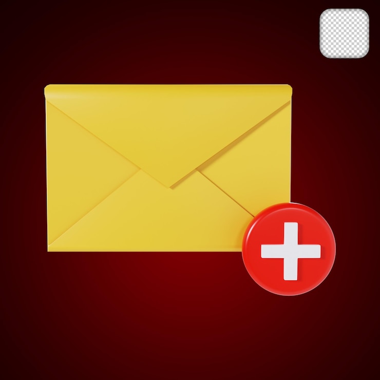 PSD email notification icon with add 3d illustration