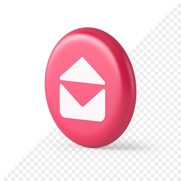 email open envelope letter received incoming message button 3d round realistic icon