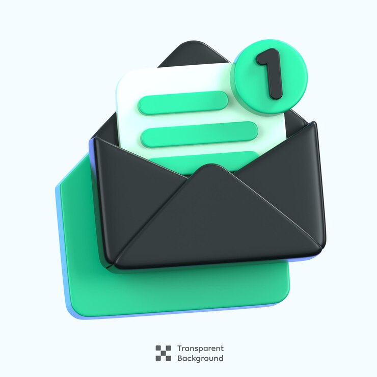 PSD email with new notification icon isolated general user interface icon concept 3d illustration