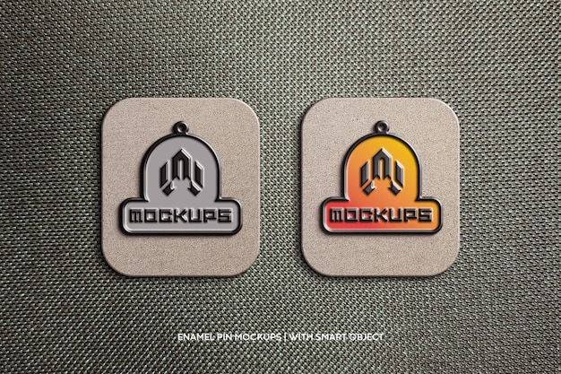 Emaille pin realistisches mockup-logo