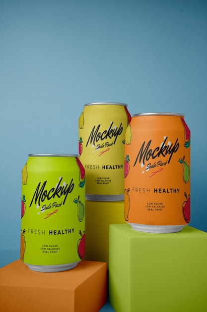 Embalagem de latas de refrigerante com blocos