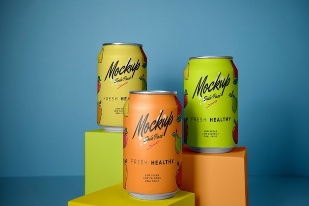 Embalagem de latas de refrigerante em blocos