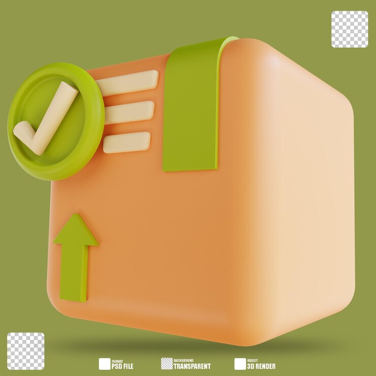 PSD embalagem de pacote de verificação de ilustração 3d 2