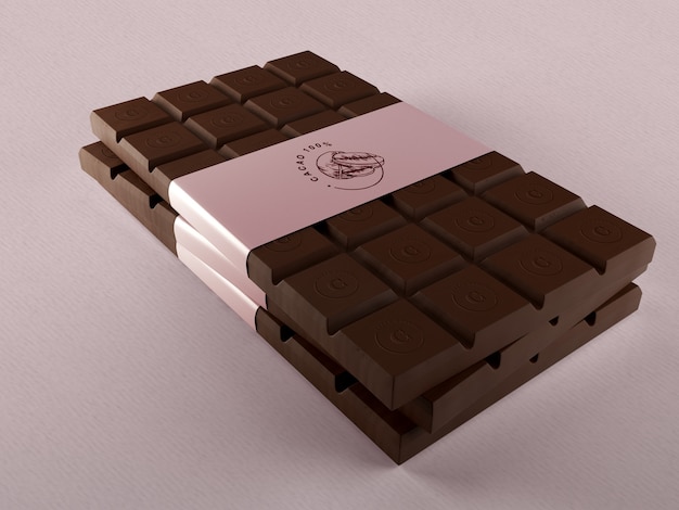 Embalagem de papel para tabletes de chocolate mock-up