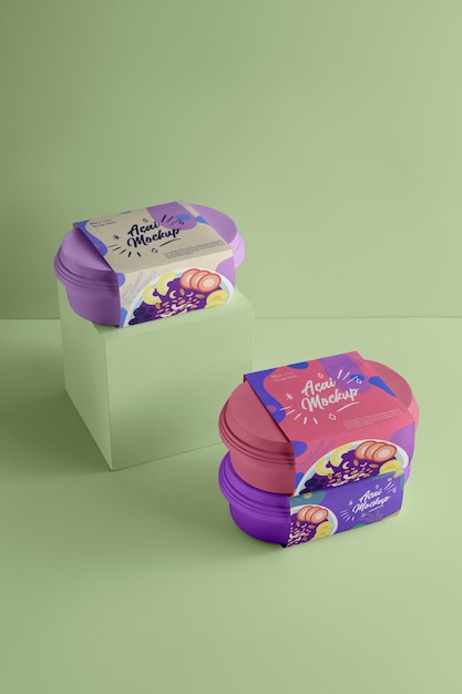 Embalagem de papelão para comida de açaí