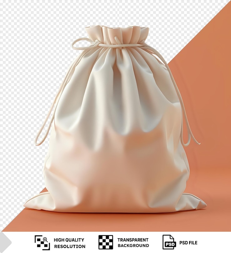 PSD embalaje aislado de bolsa de cuerda blanca sobre un fondo rosado png psd