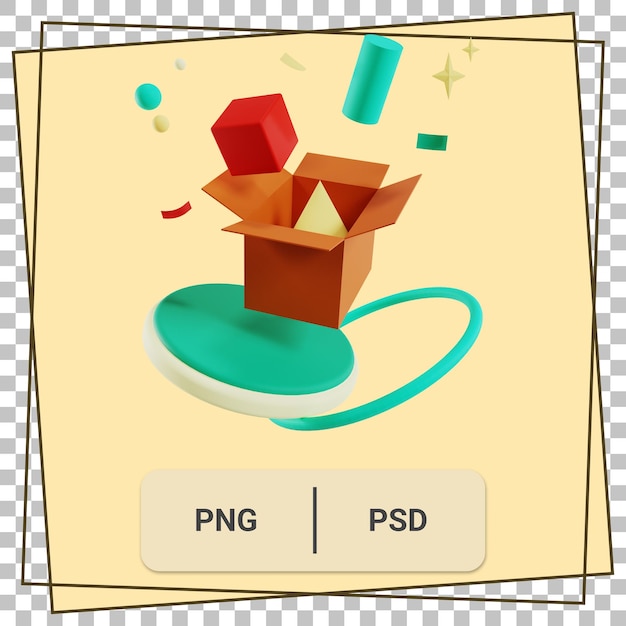 PSD embalaje con caja ilustración 3d