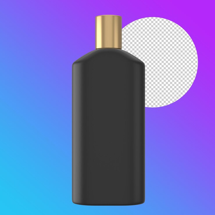 PSD embalaje de maqueta de botella de loción para el cuidado de la piel en oro negro