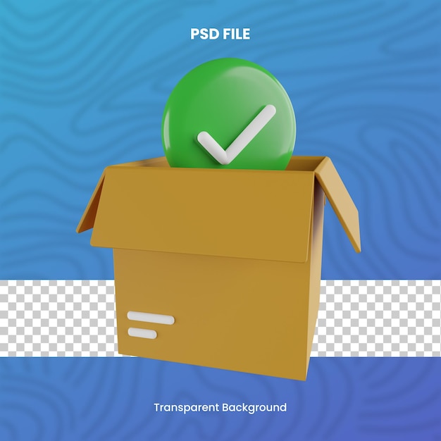 emballage approuvé en 3D avec fond transparent rendu de haute qualité