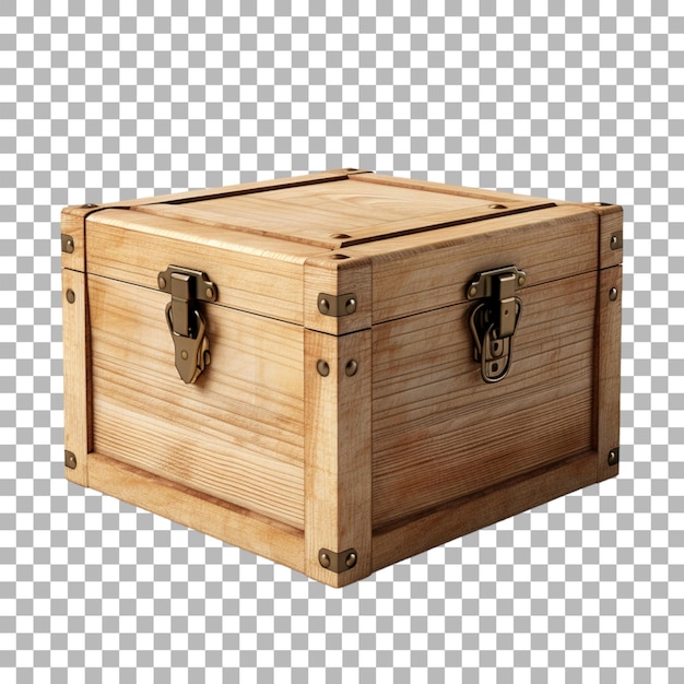 Emballage en boîte en bois sur fond transparent
