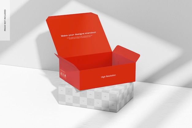 Emballage En Carton Sur Surface De Plâtre Mockup Ouvert Et Fermé