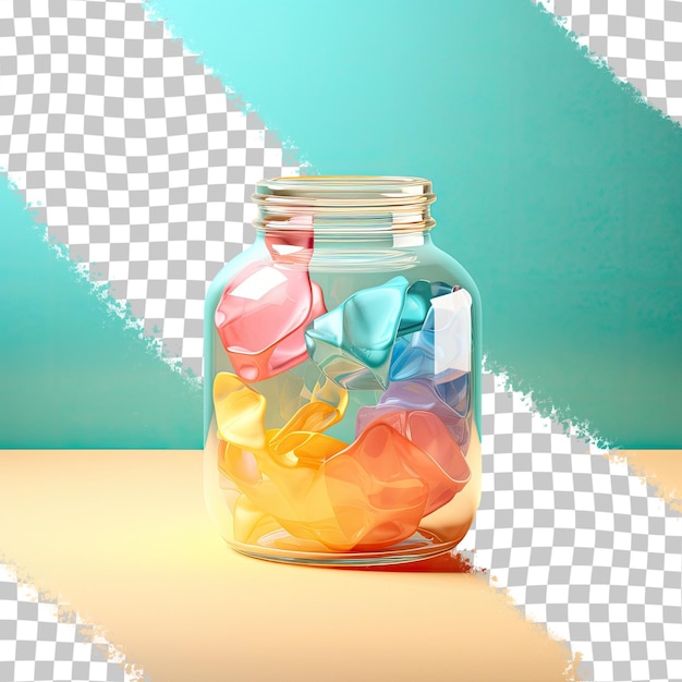 PSD emballage coloré en pots de verre à fond transparent