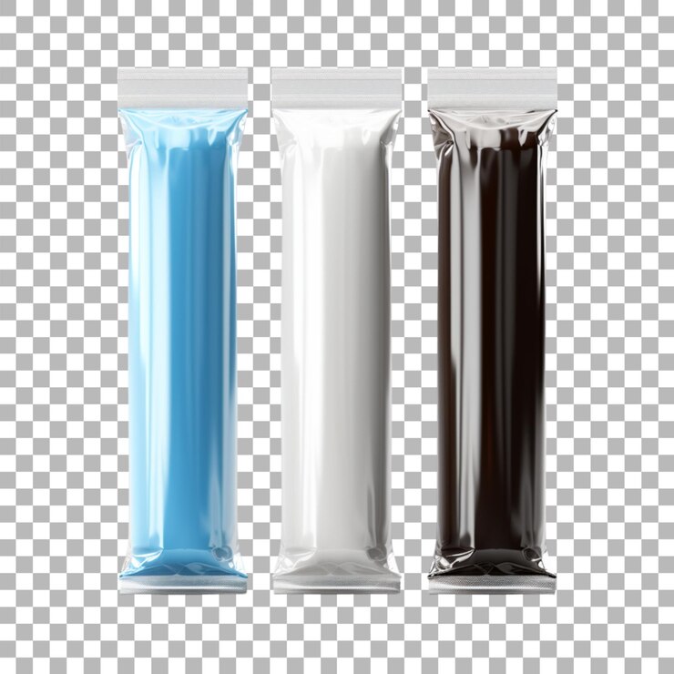 Emballage en tubes en plastique sur fond transparent