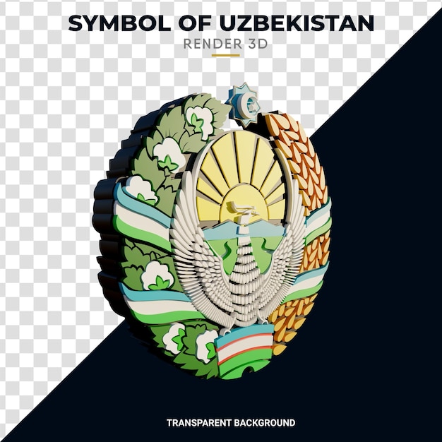 PSD emblem von usbekistan 3d realistische renderqualität