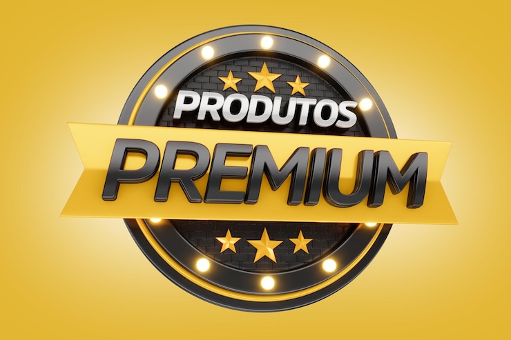 PSD emblema 3d de produtos premium