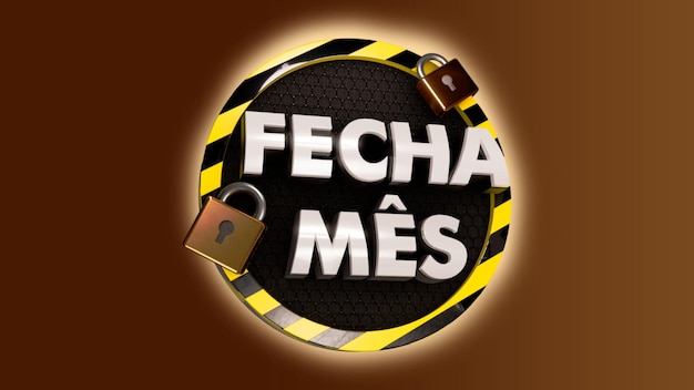 PSD emblema 3d do mês fechado