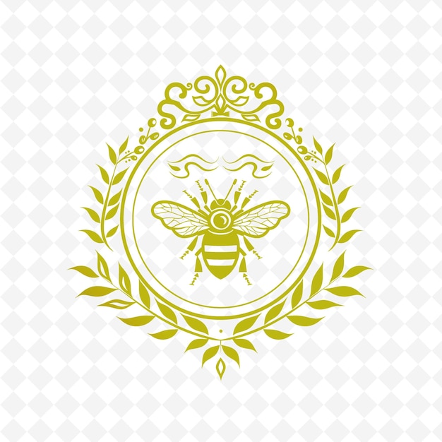 PSD el emblema de una abeja sobre un fondo dorado