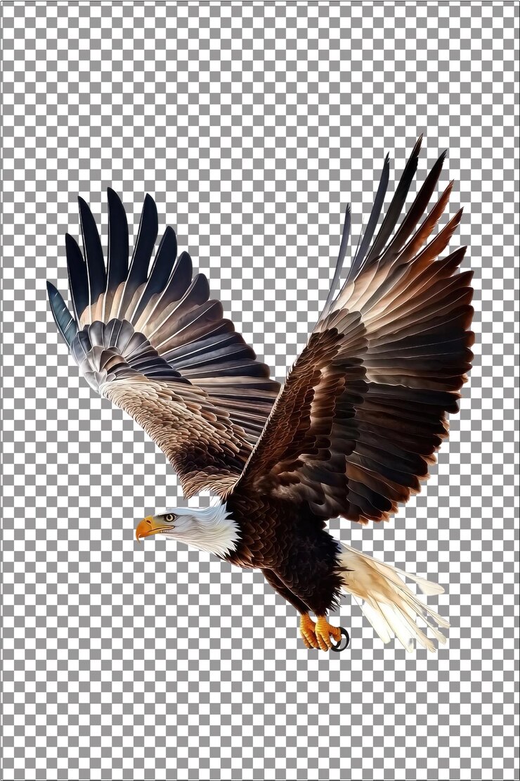 Emblema del águila Pájaro nacional que simboliza la libertad y la fuerza Hiperrealista llanura blanca aislada Tr